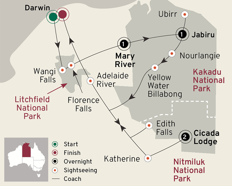 Kakadu's Ancient Secrets map